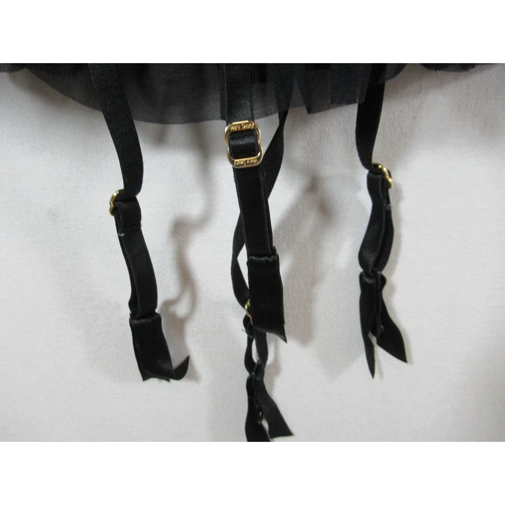 Victoria's Secret Merrywidow Slip with Garters 36C Black Open Bottom Very Sexy